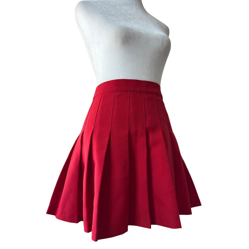 American Apparel Red Pleated Mini Skirt - Picture 1 of 8